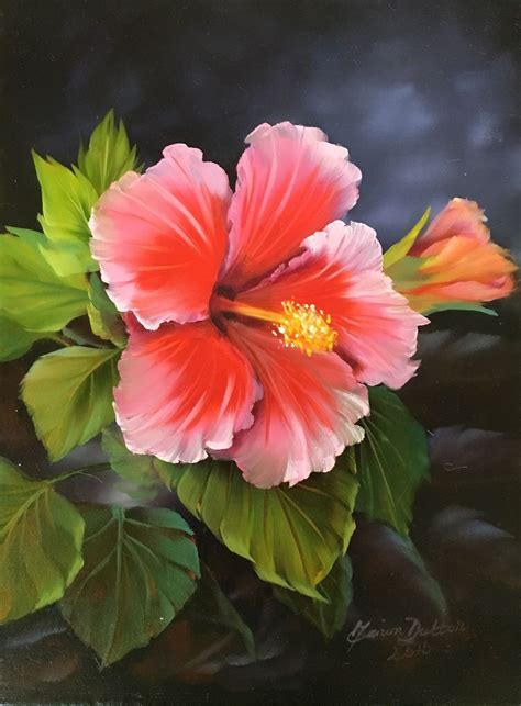 The Pink Hibiscus - Oils over acrylic | Acrylic painting flowers ...