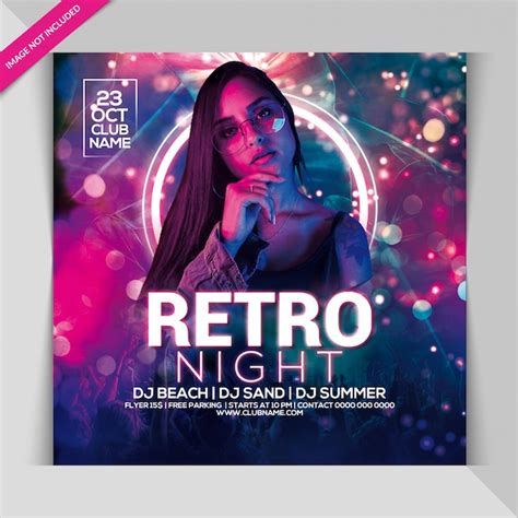 Premium PSD | Retro night party flyer