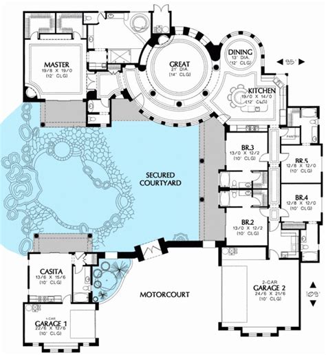 Courtyard Pool House Plans