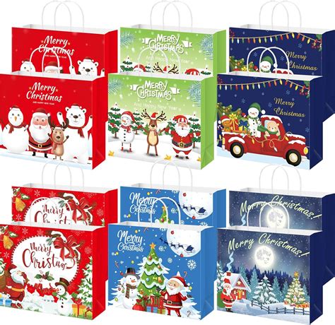 Amazon.com: Yeaqee 60 Pcs Large Christmas Paper Gift Bags Bulk ...