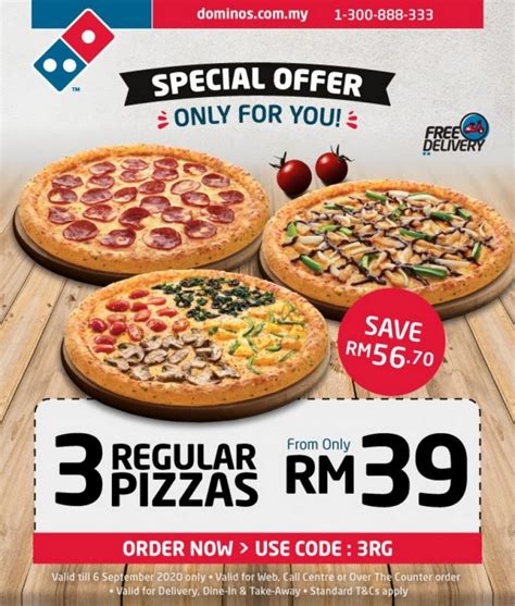 Domino's With Double Promo of 3 Regular Pizza For RM39 and Buy 1 Free 2 ...