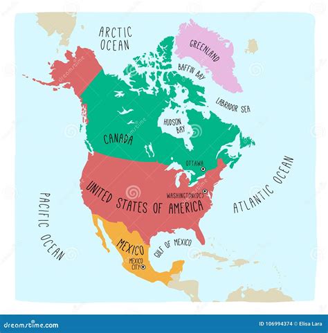 Doodle Map Of North America Vector Illustration | CartoonDealer.com ...