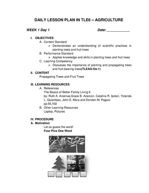 Grade 6 DLP TLE Agriculture - Week 1 - DAILY LESSON PLAN IN TLE6 ...