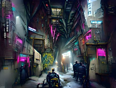 Cyberpunk alleyway concept art - AI Generated Artwork - NightCafe Creator