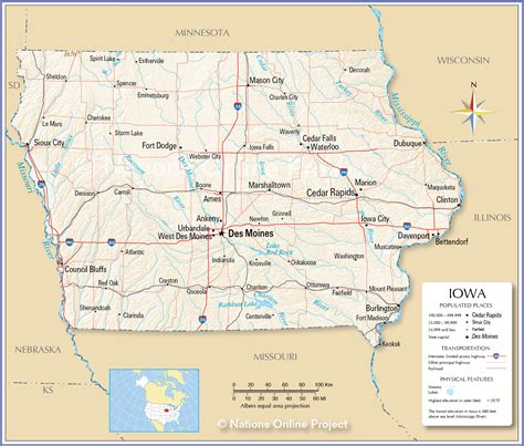 Map of Iowa State, USA - Nations Online Project