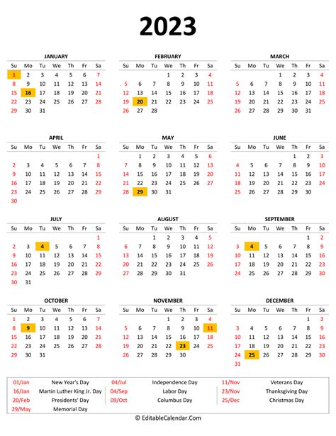 2023 calendar with holidays us federal holidays - new 2023 calendar ...