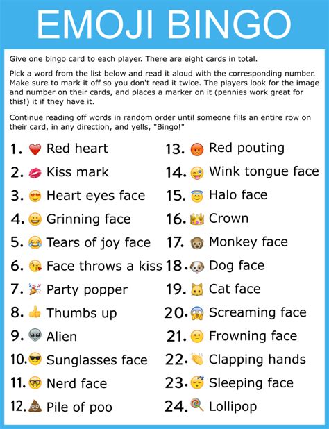 Download This Free Fantastic Printable Emoji Bingo Game! | Catch My Party