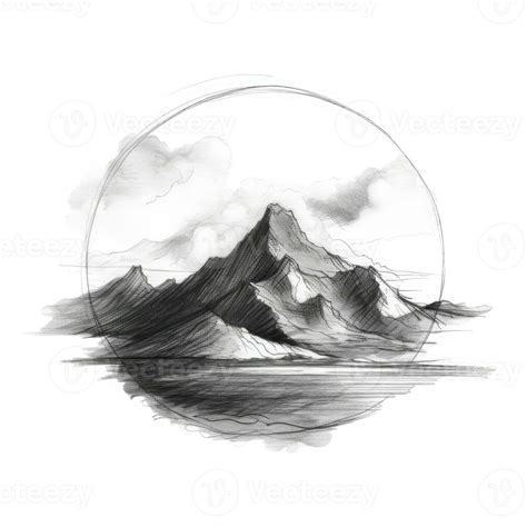 mountains chalk pencil landscape sketch doodle realistic simple poster ...