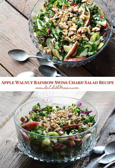 Apple Walnut Rainbow Swiss Chard Salad Recipe - An Edible Mosaic™