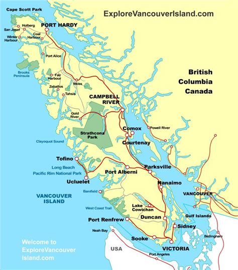 MAP VANCOUVER ISLAND British Columbia Canada | Long beach vancouver ...