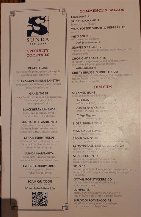 Menu at Sunda - River North restaurant, Chicago, 110 W Illinois St