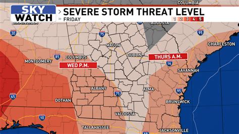 Potential severe weather moving into the south GA