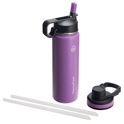 Thermoflask Stainless Steel Water Bottle With Chug and Straw Lid, 24oz ...