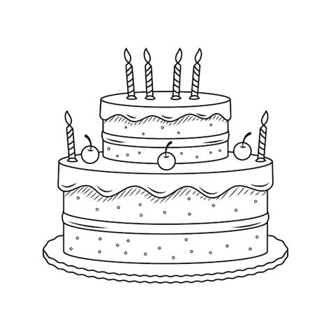 Free Vector | Hand drawn birthday cake outline illustration