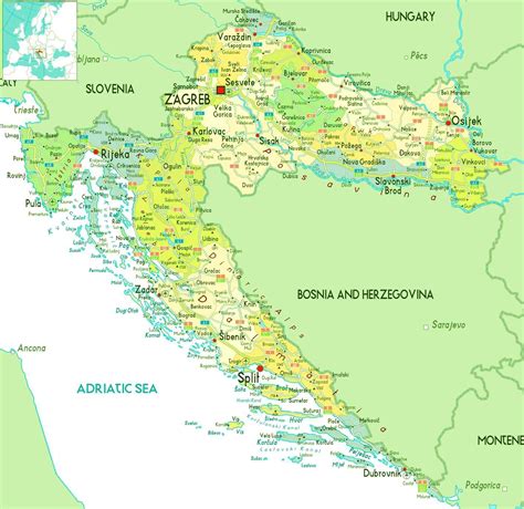 Detailed map of Croatia