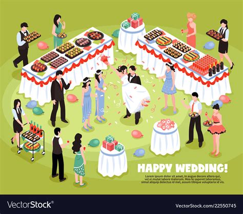 Isometric wedding party background Royalty Free Vector Image