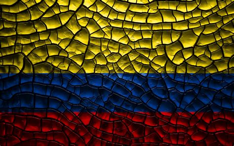 Download wallpapers Flag of Colombia, 4k, cracked soil, South America ...