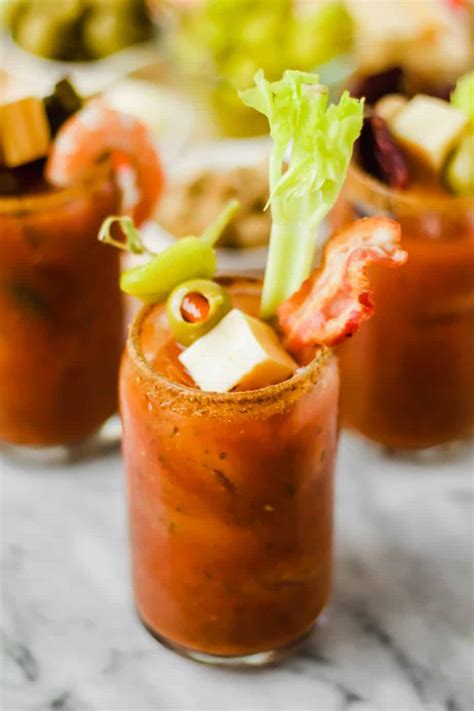 spicy bloody mary made with build your own bloody mary bar ingredients