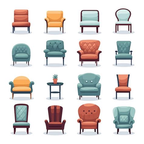 Premium Vector | Furniture for the home icons set armchair sofa chair ...