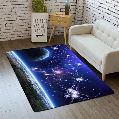 Amazon.com: Blue Universe Outer Space Area Rug for Boys Bedroom Planet ...