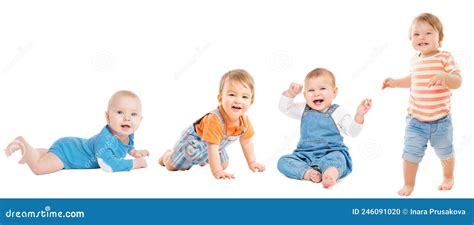 Baby Group Over White. Baby Development Stages. Babies Developmental ...