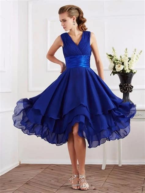 2017 New Design Cheap Royal Blue Bridesmaid Dresses V Neck Sleeveless ...