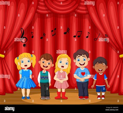 Children performing singing on the stage Stock Vector Image & Art - Alamy