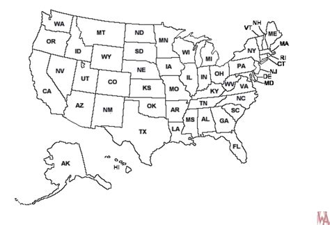 Outline Of America With States