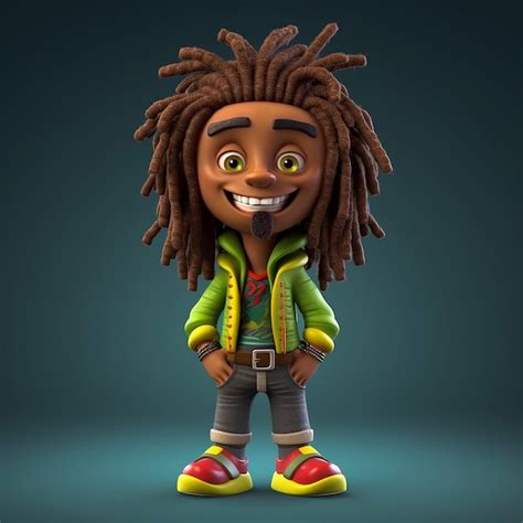 Premium Photo | A cartoon character with dreadlocks and a green jacket.