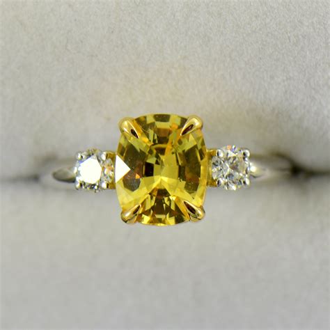 Yellow Sapphire & Diamond 3-Stone Ring in Platinum & Gold | Exquisite ...