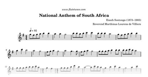 National Anthem of South Africa (E. Sontonga) - Free Flute Sheet Music ...