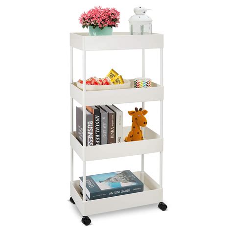 Buy Slim Storage Cart-4 Tier Narrow Storage Rack, Rolling Organizer ...