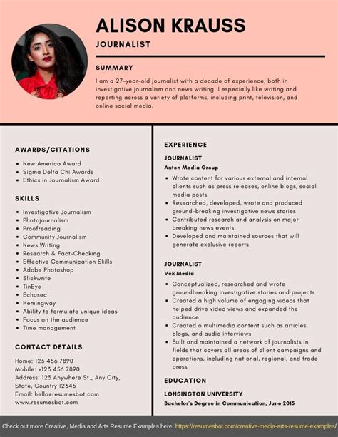 Journalist Resume Example