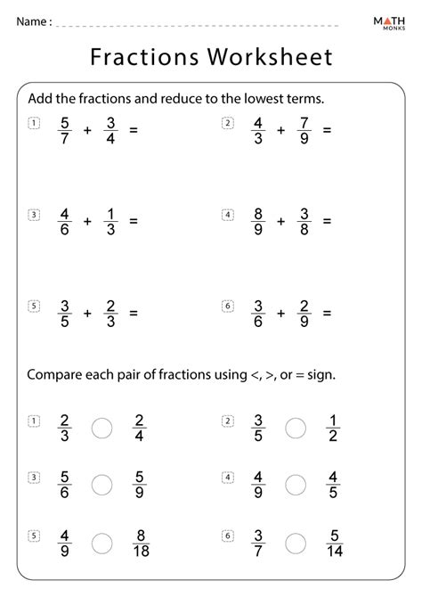 5th Grade Fractions Worksheets