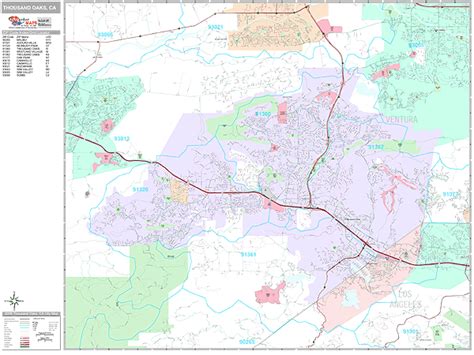 Thousand Oaks California Wall Map (Premium Style) by MarketMAPS