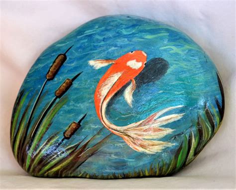 koi pond painted rock - Be A Large Biog Image Archive