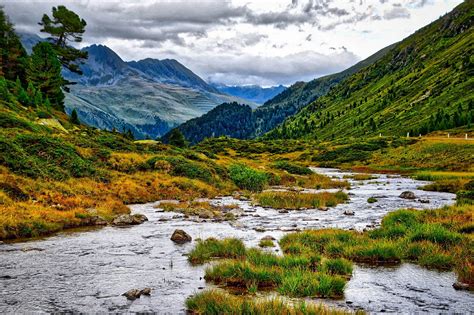 Mountain Valley Landscape with Stream running through image - Free ...