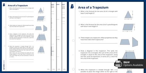 Area of a Trapezium Worksheet | KS3 Maths | Beyond - Twinkl