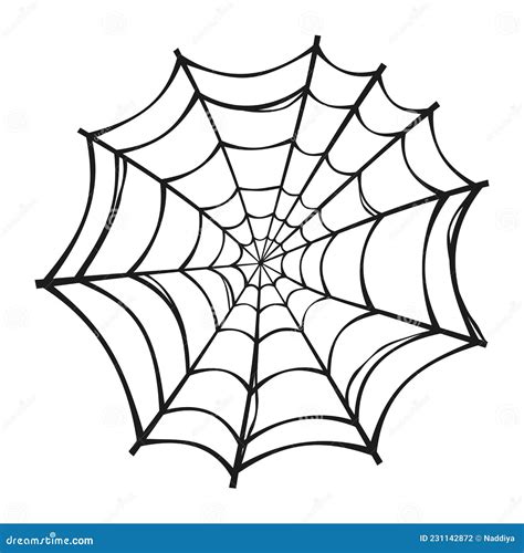 Spider Web. Vector Halloween Black and White Illustration. Stock Vector ...