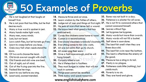 50 Examples of Proverbs - English Study Here