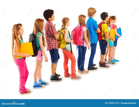 Children Standing In Line At School