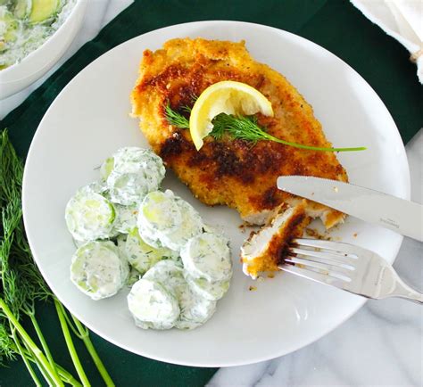 Chicken Schnitzel with German Cucumber Salad - #foodbyjonister