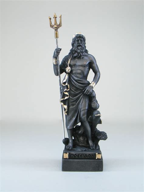 Poseidon Statue Greek God Made of Alabaster Gold Black - Etsy