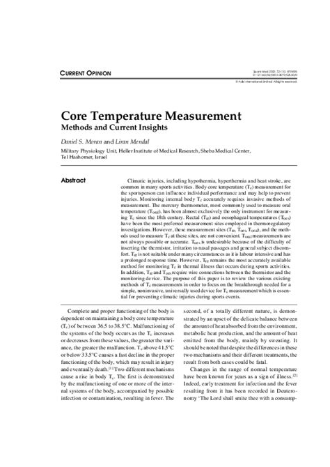 (PDF) Core Body Temperature Measurement: Methods & Innovations