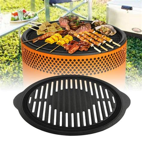 Mgaxyff BBQ Pan,Round Shape BBQ Grill Pan Barbecue Rack Net Outdoor ...