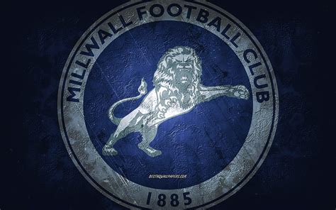 Millwall FC, English football team, blue background, Millwall FC logo ...