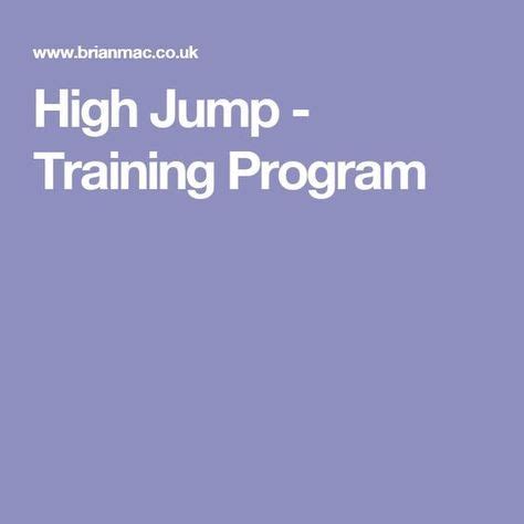 High Jump - Training Program | High jump, Training programs, Track and ...