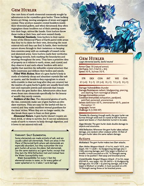 Gem Hurler/Salt Elemental: A CR8 Crystal Elemental | Dungeons and ...