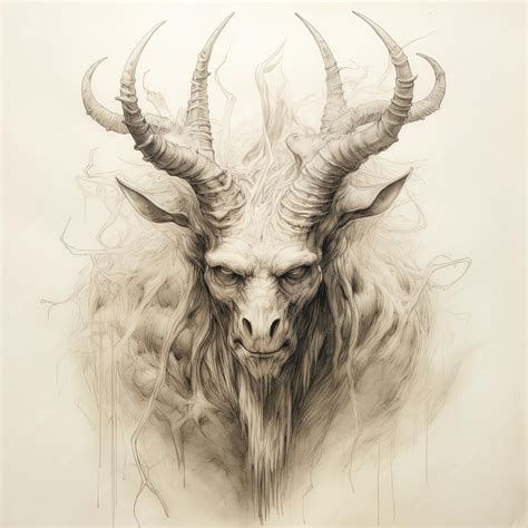 Premium AI Image | a drawing of a horned goat with horns.