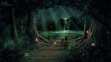 Magical Night Forest, enchanted evening HD wallpaper | Pxfuel